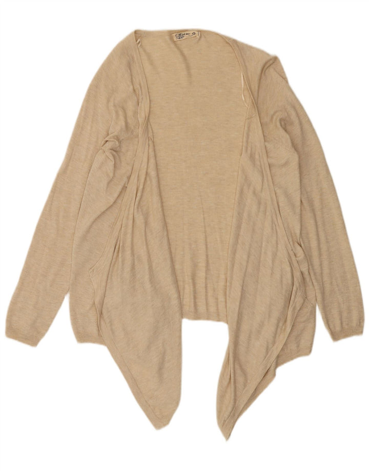 Fat Face Womens Asymmetric Open Cardigan Top UK 12 Medium Beige Flecked