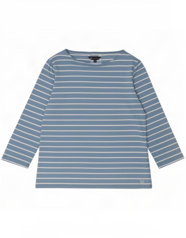 Crew Clothing Femei Top mâneci 3/4 UK 12 Medium Blue Striped Bumbac
