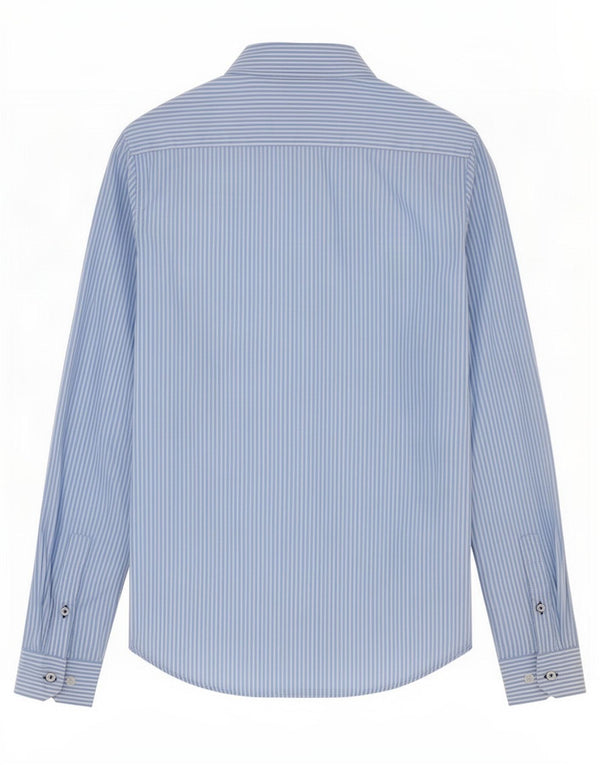 Crew Clothing Chemise ajustée pour homme en coton à fines rayures bleu moyen