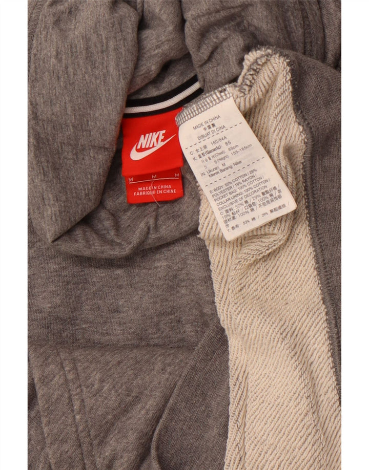 Felpa da donna NIKE con collo alto, maglione UK 14, cotone screziato grigio medio