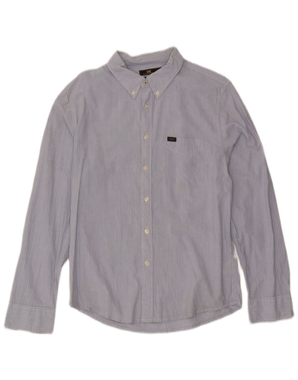 Lee Chemise Slim Fit Homme Bleu Moyen en Coton à Fines Rayures