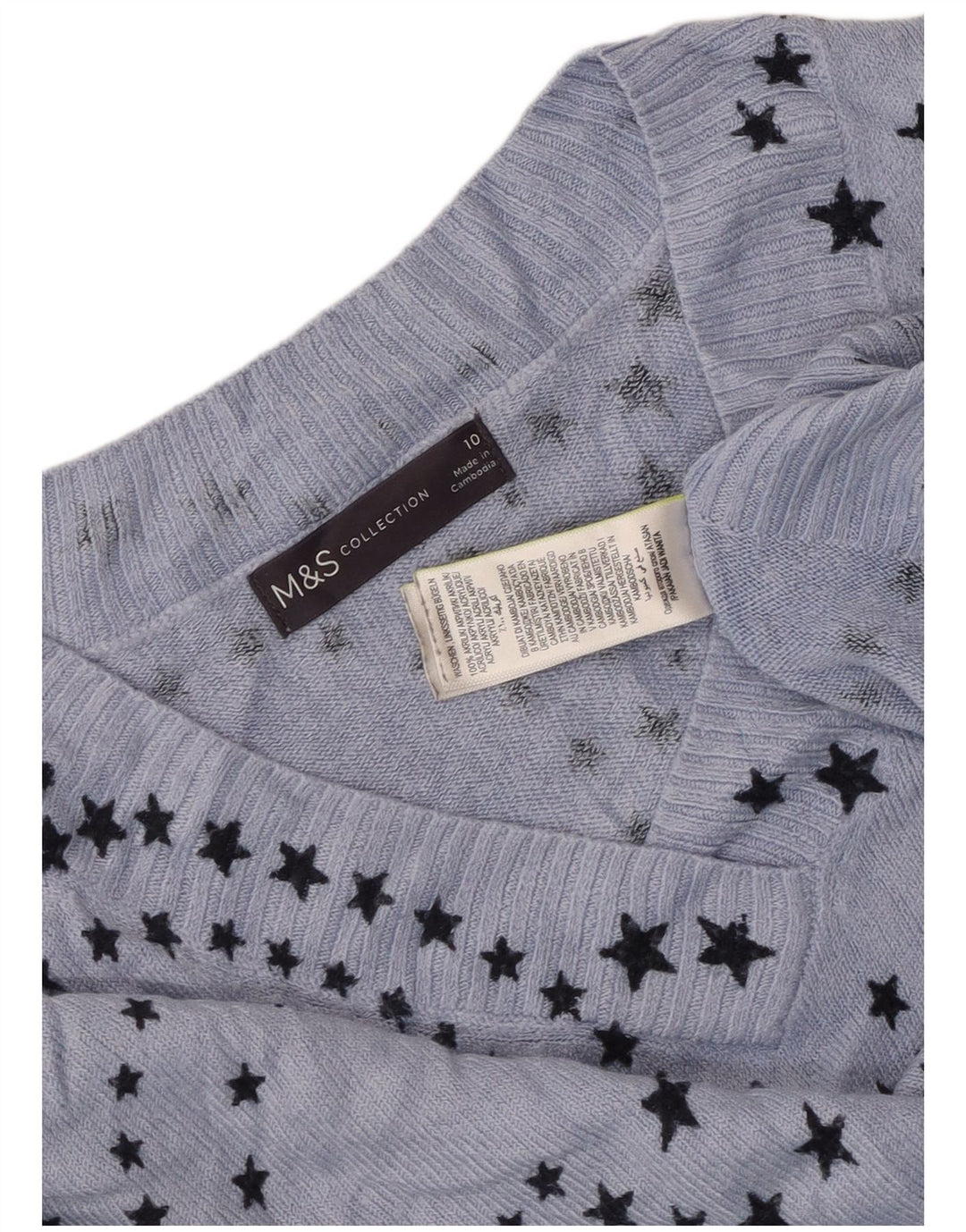 Marks & Spencer Damen-Pullover mit abstraktem Muster und V-Ausschnitt, Gr. 10, Größe B
