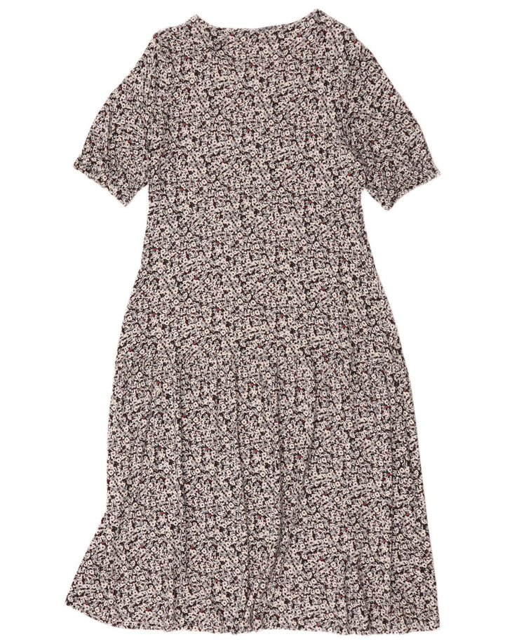 Marks & Spencer Dame Maxi Dress UK 14 Medium Black Floral Viscose