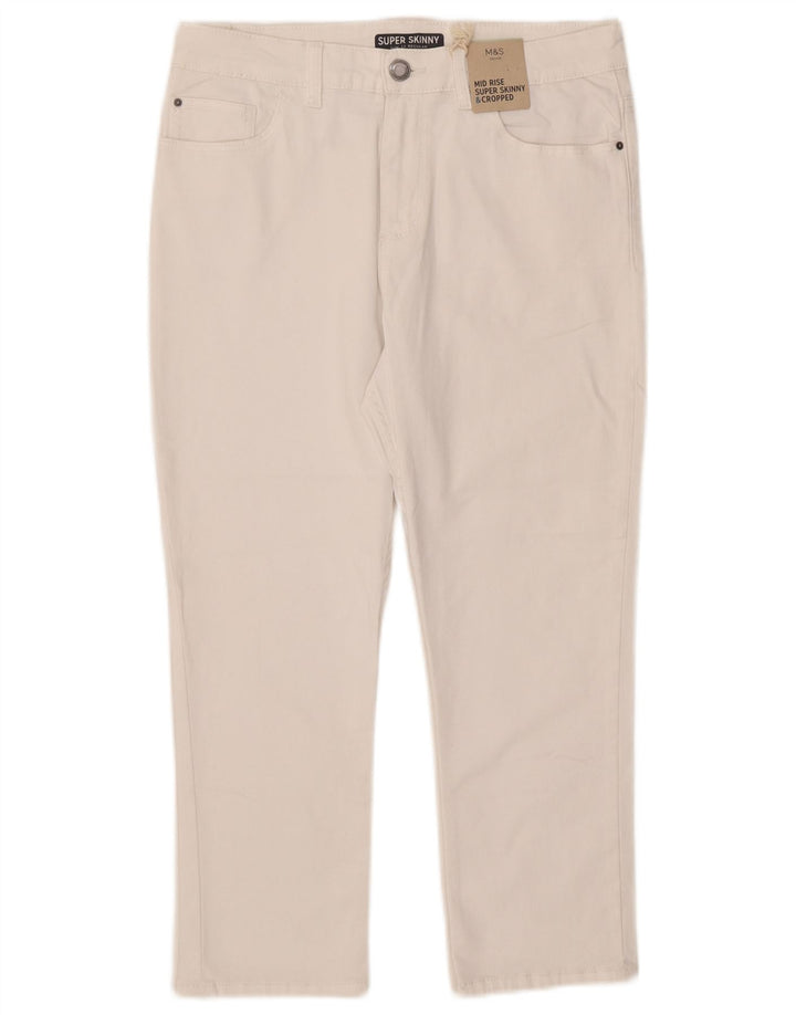 Marks & Spencer Womens Mid Rise Cropped Jeans UK 12 Medium W30 L21 White