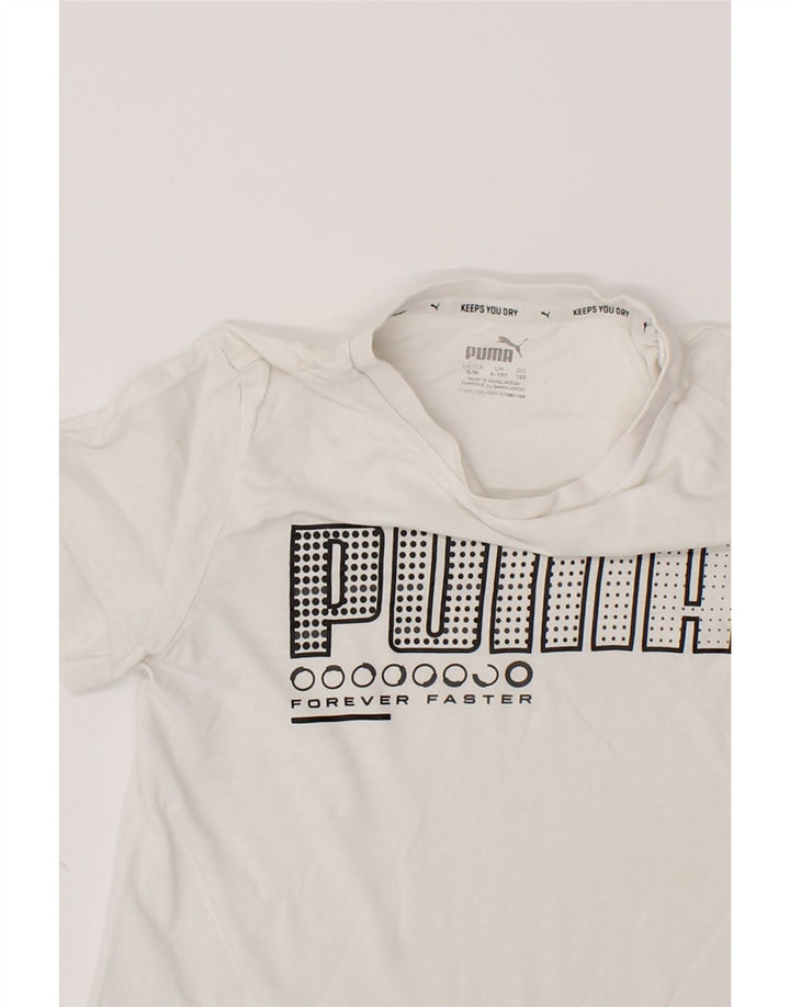 PUMA Boys Graphic T-Shirt Top 9-10 Years White Cotton Vintage Puma and Second-Hand Puma from Messina Hembry 