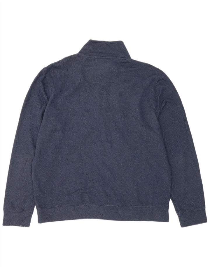 Nautica Mens Zip Neck Sweatshirt Jumper Medium Navy Blue Cotton