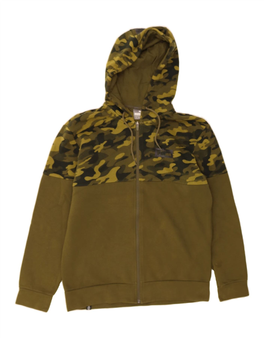 PUMA Mens Zip Hoodie Sweater Small Khaki Camouflage Vintage Puma and Second-Hand Puma from Messina Hembry 