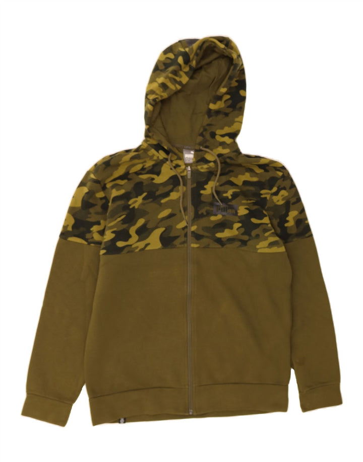 PUMA Mens Zip Hoodie Sweater Small Khaki Camouflage Vintage Puma and Second-Hand Puma from Messina Hembry 