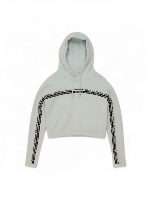 Felpa con cappuccio grafica ritagliata da donna Adidas UK 6 XS cotone color block blu