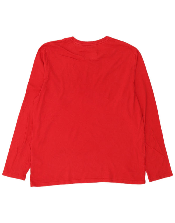Top grafico da uomo Superdry manica lunga 3XL rosso cotone moderno