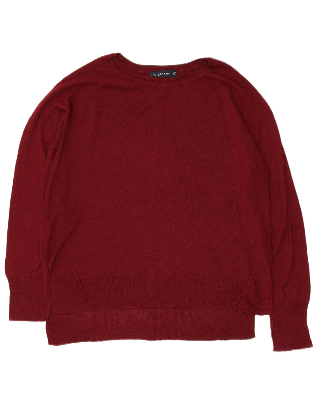 Zara Womens Boat Neck Jumper Sweater UK 14 Medium Maroon
