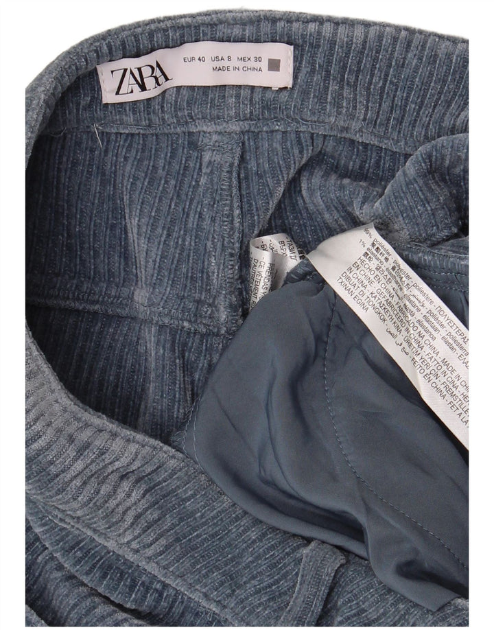 Zara lige fløjlsbukser til kvinder EU 40 Medium W30 L30 Blå polyester