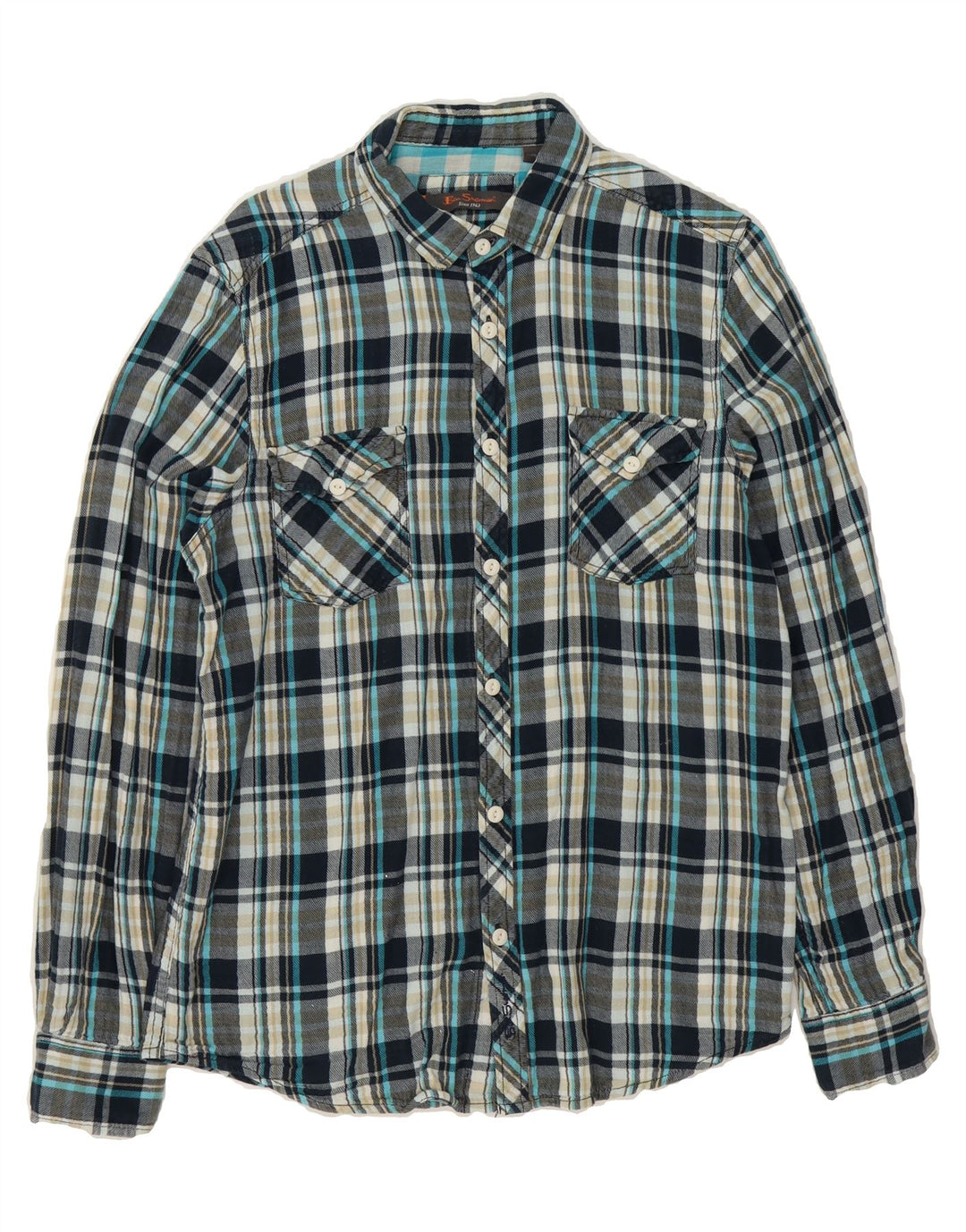 BEN SHERMAN Mens Flannel Shirt Medium Black Check Cotton Vintage Ben Sherman and Second-Hand Ben Sherman from Messina Hembry 