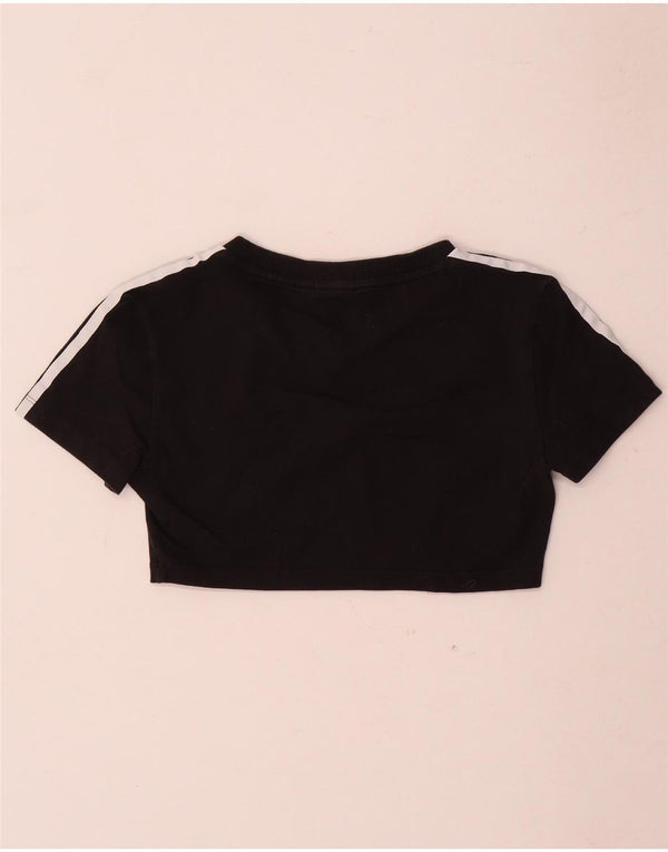 Adidas Womens Crop T-Shirt Top UK 6 XS Noir Coton
