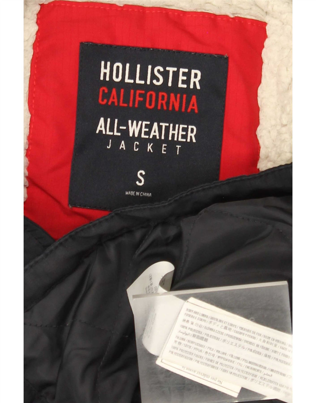 Hollister Mens Hooded Windbreaker Jacket UK 36 Small Navy Blue Polyester