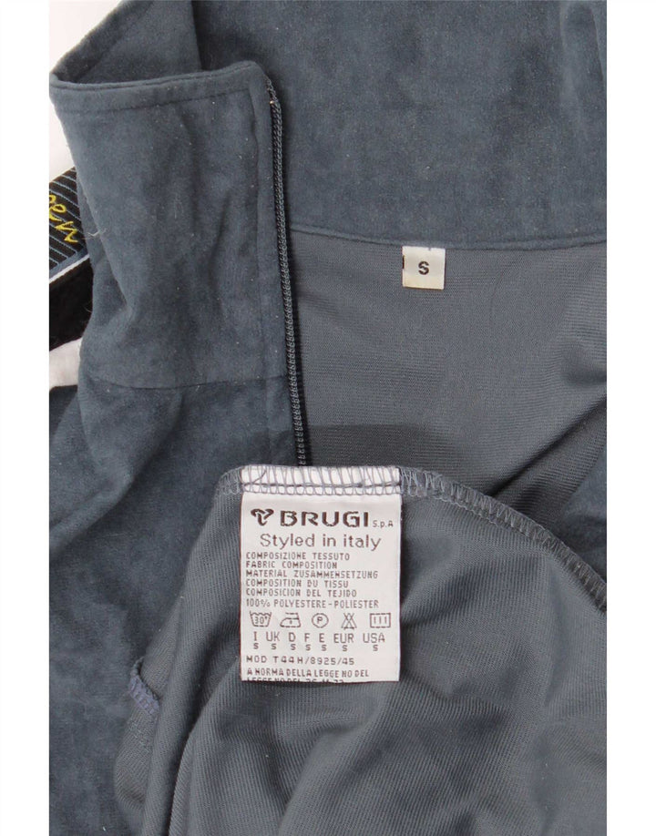 Brugi Mens Graphic Velour Tracksuit Top Jacket Small Grey Colourblock