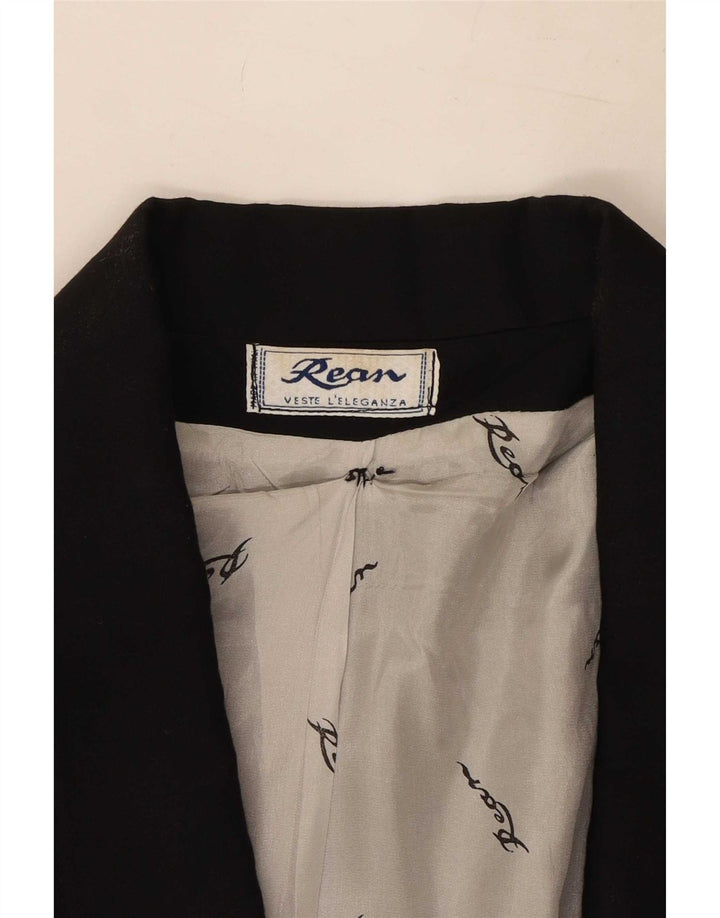 Vintage Damen 2 Knopf 3/4 Ärmel Blazer Jacke IT 46 Große schwarze Viskose