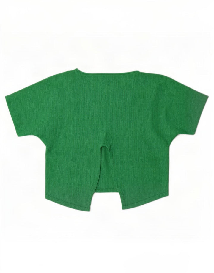 Zara Womens Crop Bluse Top UK 16 Large Green Polyester