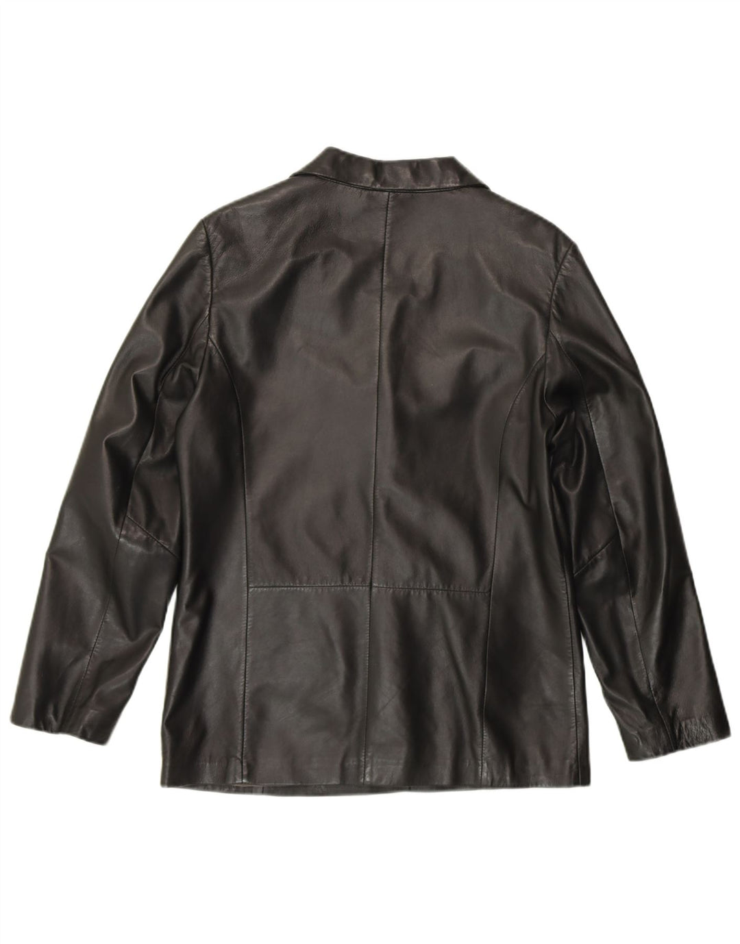 Giacca blazer a 3 bottoni da donna Pierre Cardin UK 14 grande in pelle nera