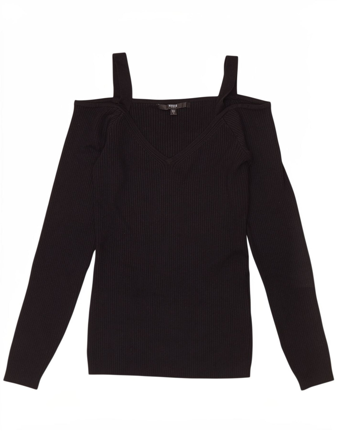 Guess Womens Off Shoulder Top UK 12 Medium Black Rayon