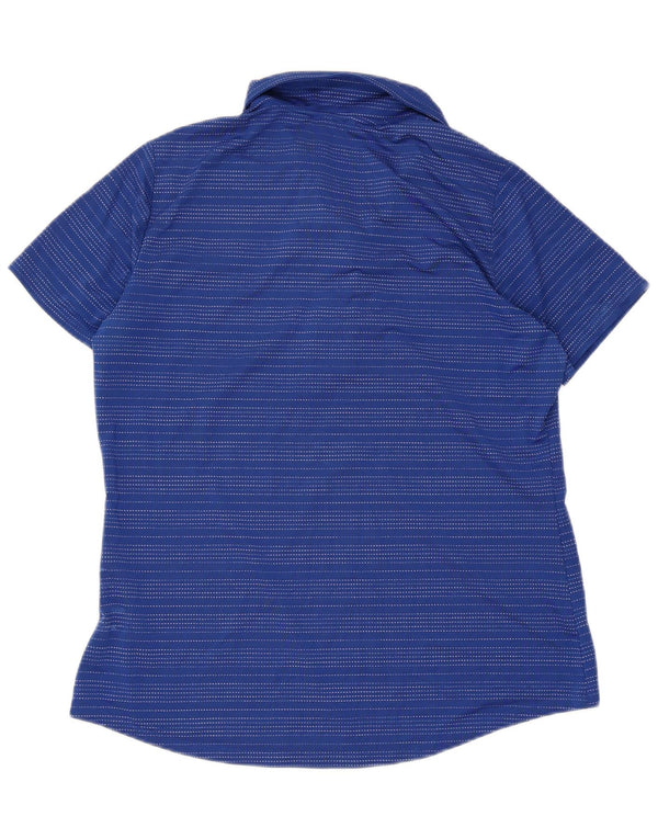 Adidas Womens Short Sleeve Polo shirt Large Blue Striped Polyester