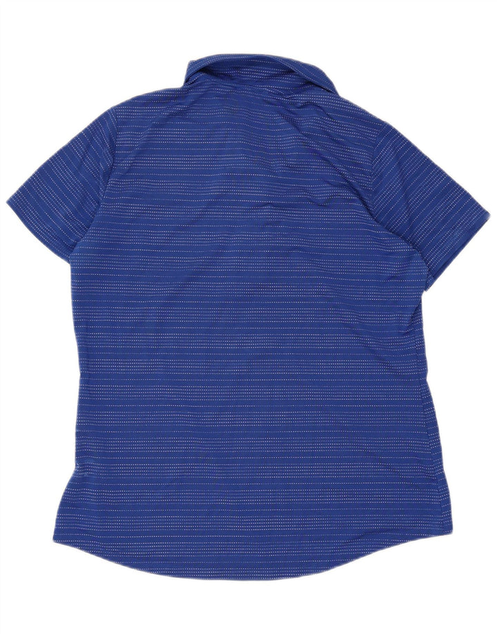 Adidas Womens Short Sleeve Polo shirt Large Blue Striped Polyester