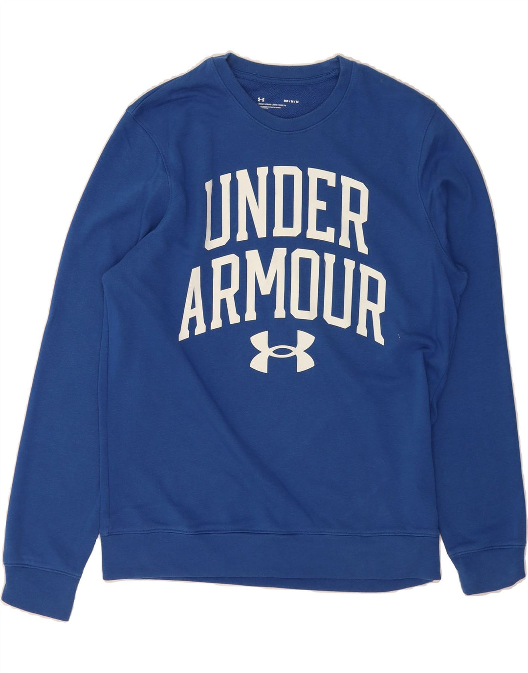 UNDER ARMOUR Mens Graphic Sweatshirt Jumper Medium Blue Vintage Under Armour and Second-Hand Under Armour from Messina Hembry 
