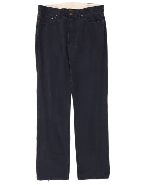 Polo Ralph Lauren Mens Straight Casual Trousers W36 L34 Navy Blue Cotton