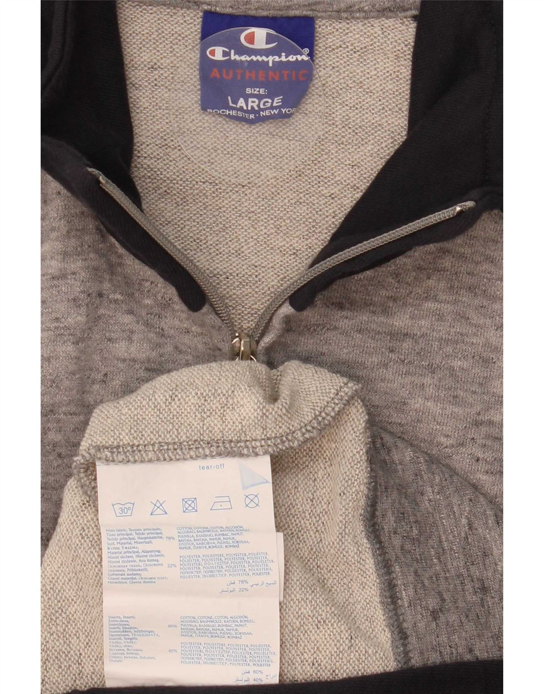 Champion Mens Tracksuit Top Jacket Large Grey Colourblock Cotton