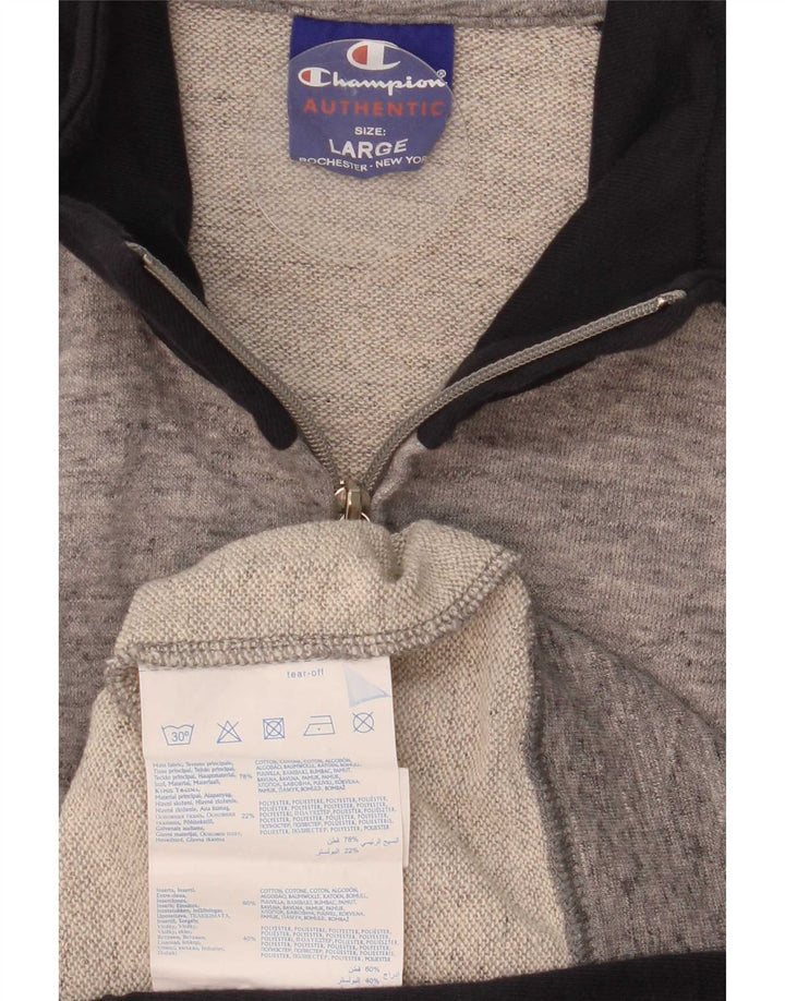 Champion Mens Tracksuit Top Jacket Large Grey Colourblock Cotton