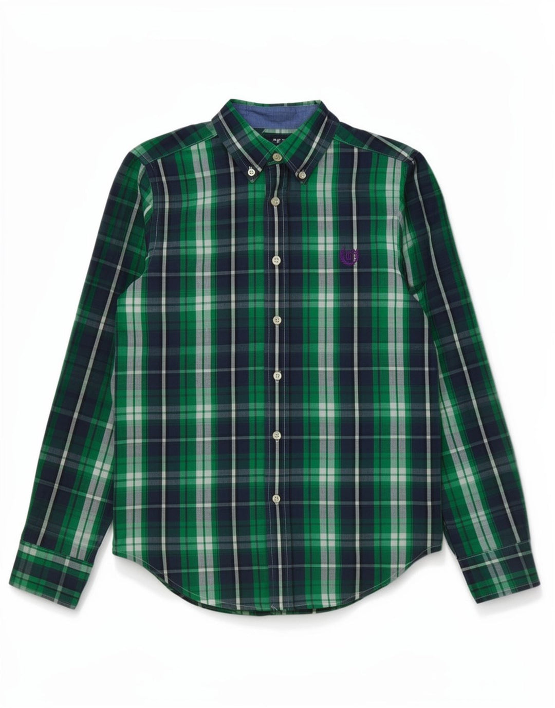 Chaps Boys Shirt 10-11 Years Medium Green Check Cotton