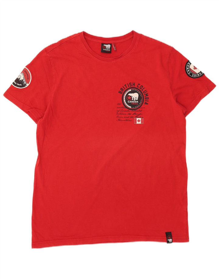 Canada Mens Graphic T-Shirt Top Medium Red Cotton