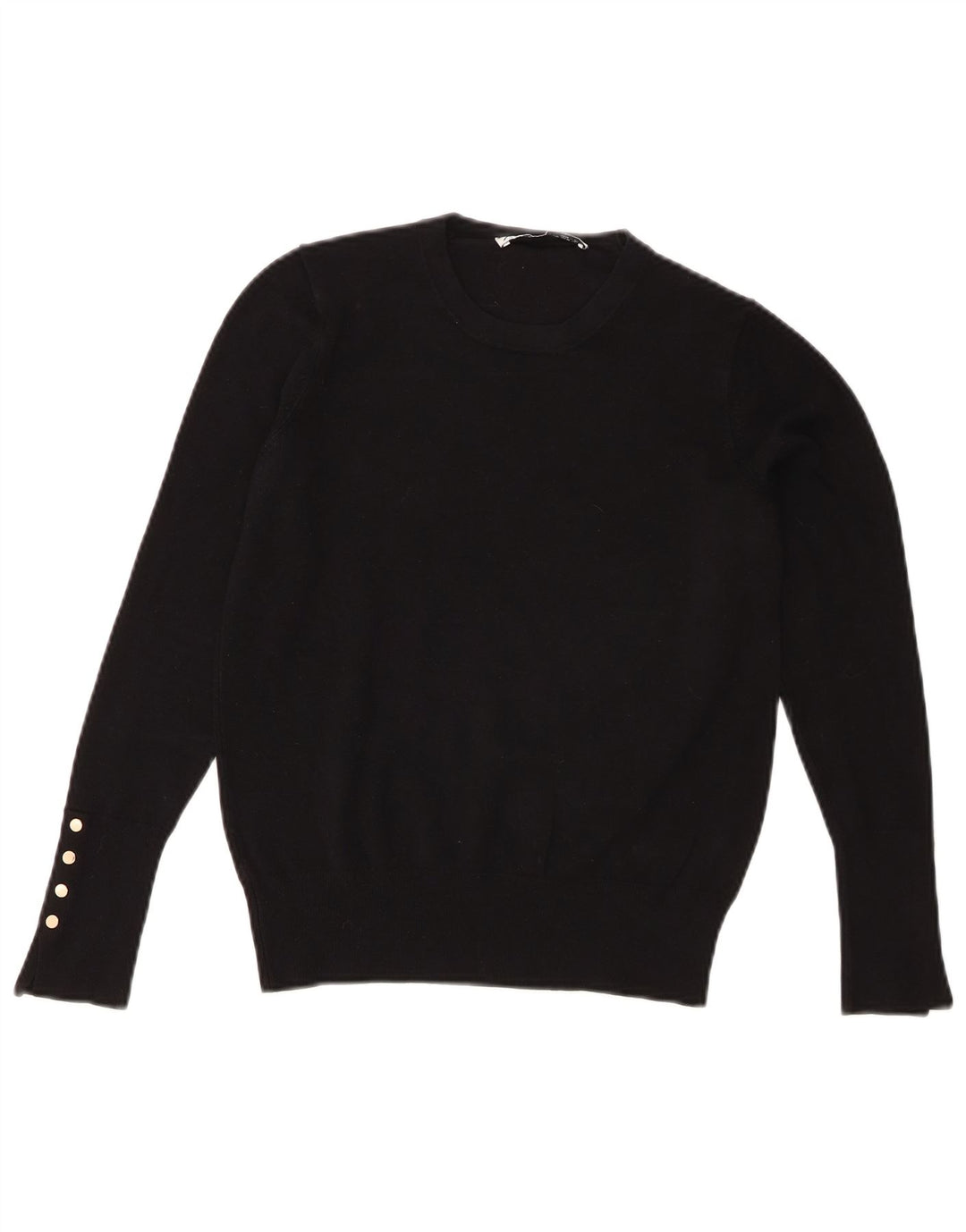 Zara Womens Crew Neck Jumper Sweater UK 12 Medium Black