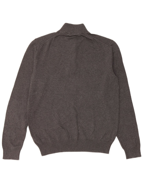 Crew Clothing Mens Zip Neck Jumper Sweater Large Grey Cotton