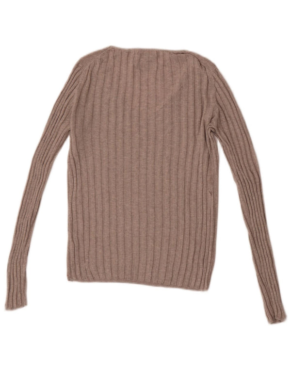 Suéter feminino Massimo Dutti com decote em V Reino Unido 6 XS bege