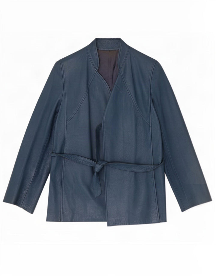 Chagall Womens Leather Jacket IT 44 Medium Blue
