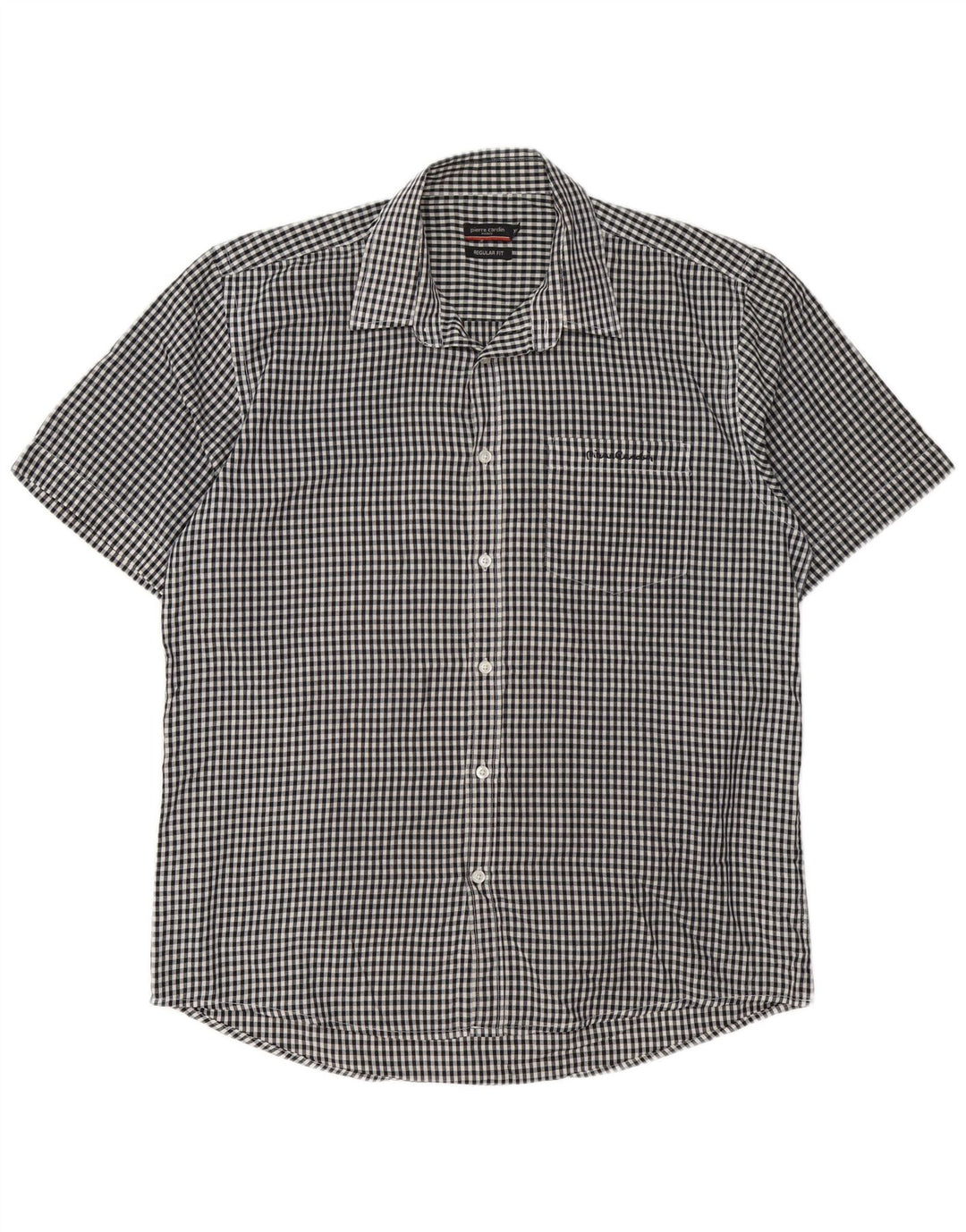 Pierre Cardin Herre kortærmet Regular Fit skjorte XL Sort Gingham