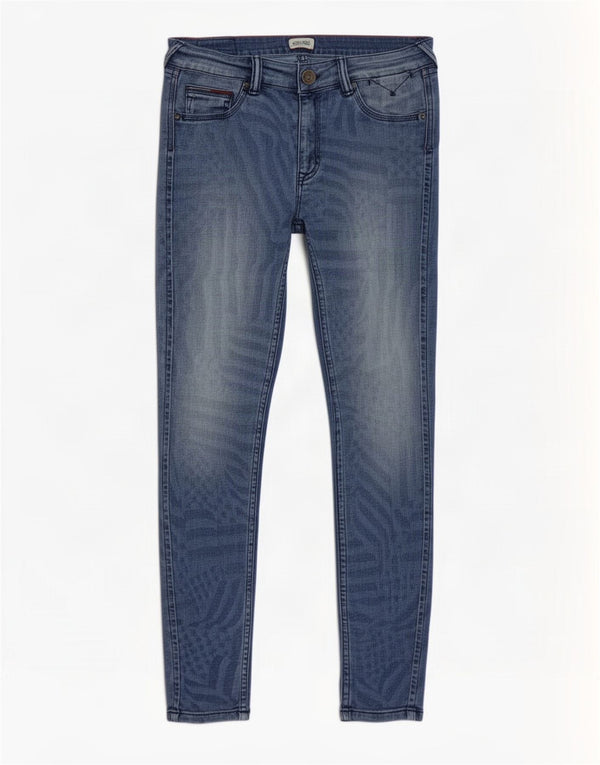 Tommy Hilfiger Dame Skinny Jeans W28 L30 Blå Geometrisk Bomuld