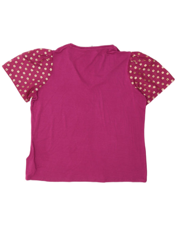 Marks & Spencer Γυναικείο T-Shirt Top UK 18 XL Maroon Spotted Viscose