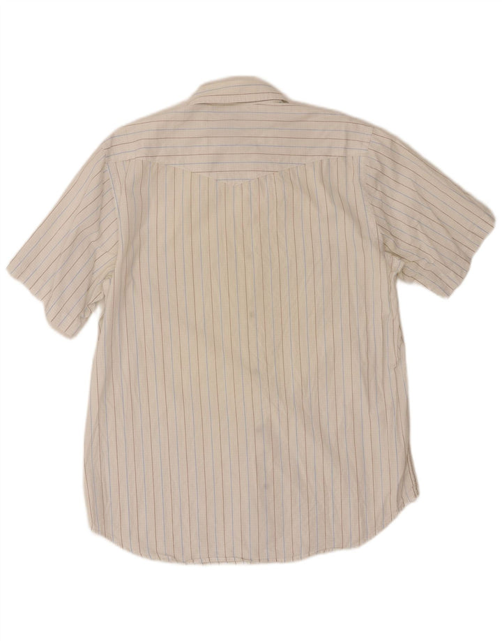 GAP Mens Short Sleeve Shirt Medium White Pinstripe Cotton
