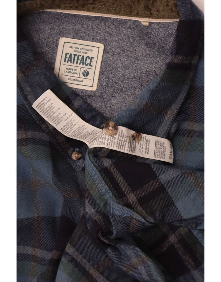 Fat Face Mens Regular Fit Flannel Shirt 4XL Navy Blue Check Cotton