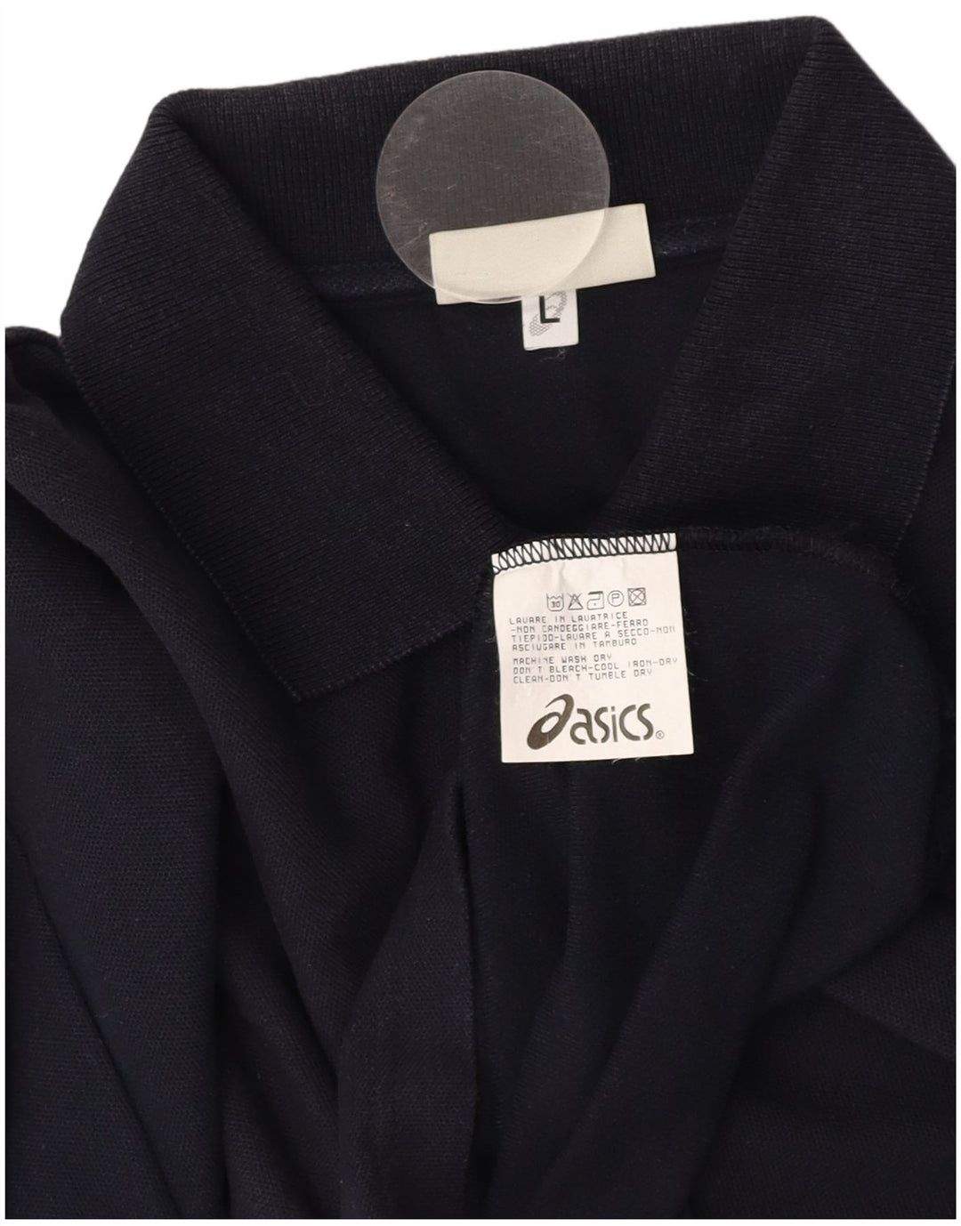 ASICS Mens Polo Shirt Large Navy Blue Cotton
