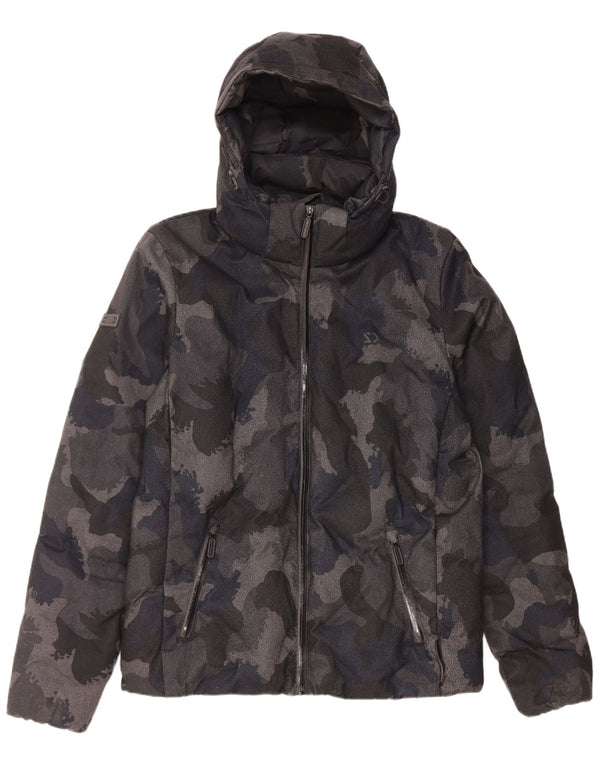 Superdry Polstret hættejakke til mænd UK 38 Medium Black Camouflage Polyester