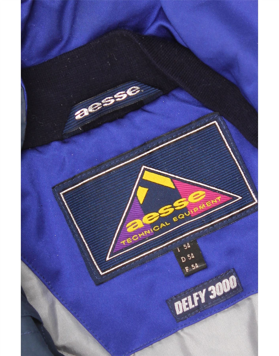 Aesse Mens Hooded Ski Jacket IT 54 2XL Blue Colourblock