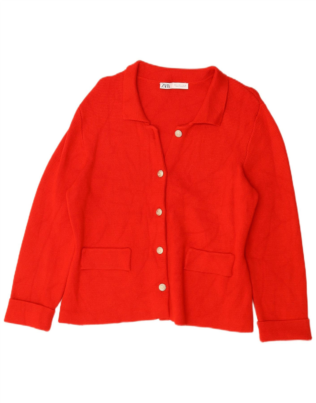Zara Dame Cardigan Sweater UK 16 Large Red Viscose
