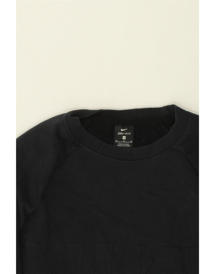 NIKE Womens Crop Graphic Sweatshirt Jumper UK 14 Medium Black Cotton Vintage Nike and Second-Hand Nike from Messina Hembry 