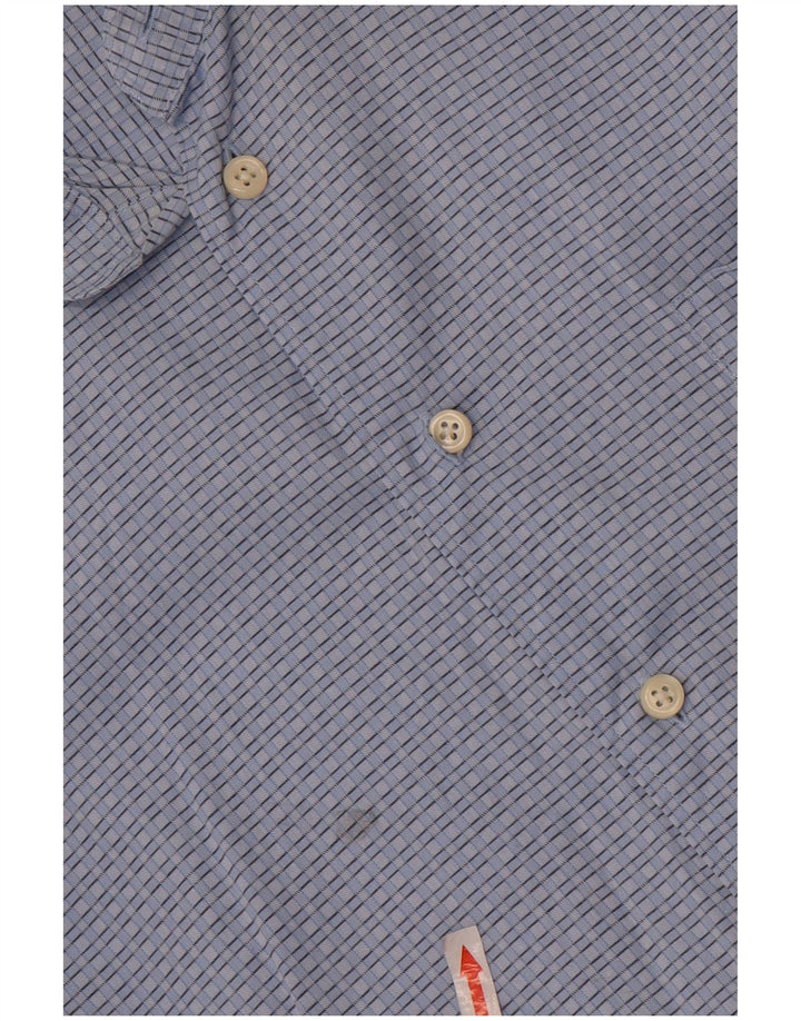 Nautica Mens Shirt Size 16 1/2 Large Blue Check Cotton