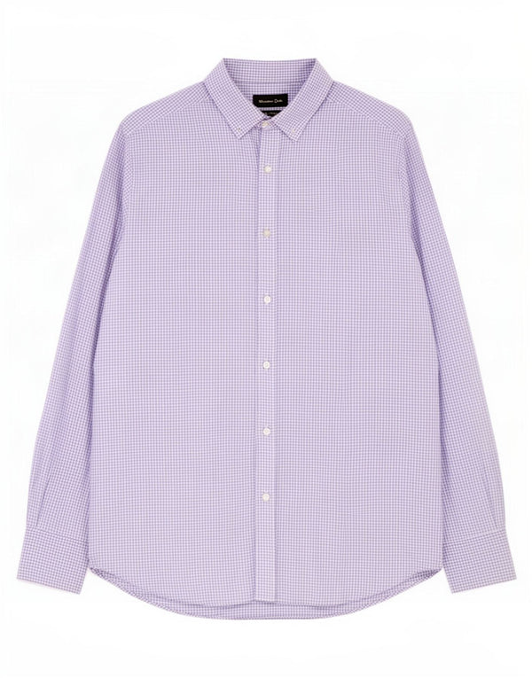 Massimo Dutti Mens Shirt Medium Purple Gingham