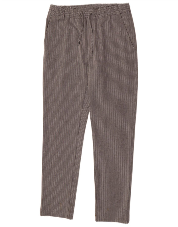 Zara Mens Slim Chino Trousers Small W29 L30 Grey Striped Polyester