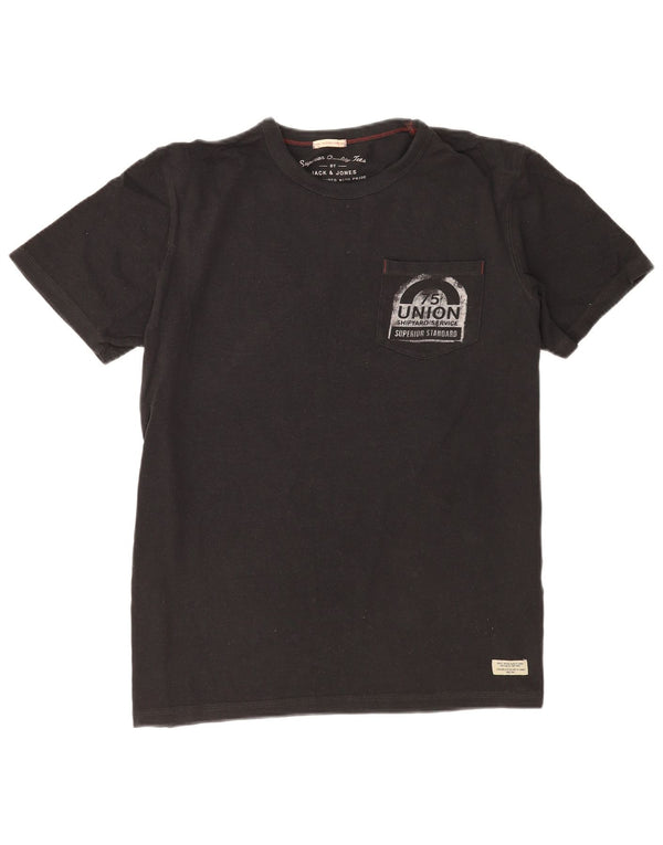Jack & Jones - Camiseta gráfica para hombre, talla grande, algodón negro